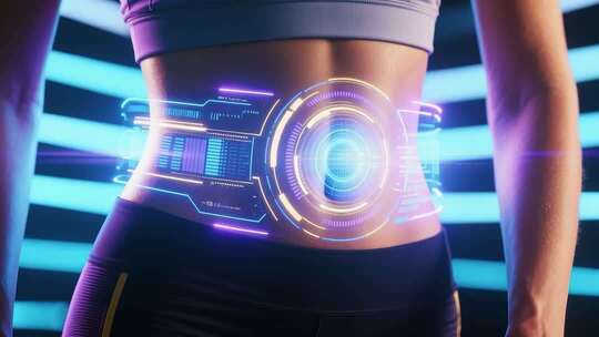 女性腹部科技感动画效果