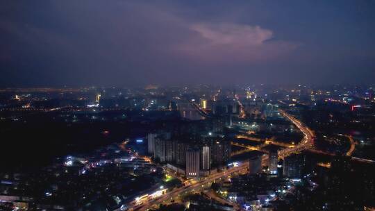 湖南长沙万家丽高架路交通车流夜景航拍