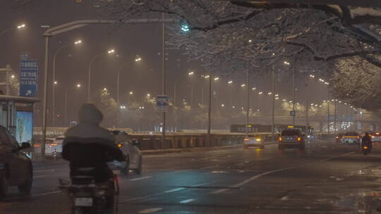 夜晚雪景空镜 冬天雪景