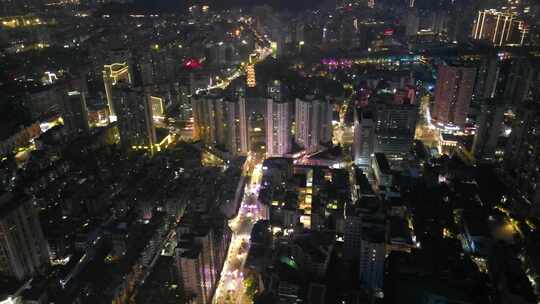 温州城市航拍夜景五马街