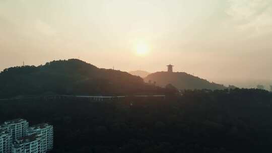 台州清晨日出航拍