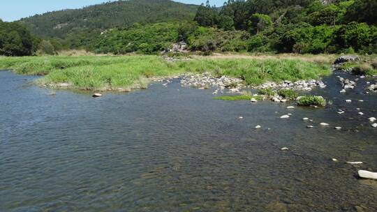 航拍水库 河水 水库风景