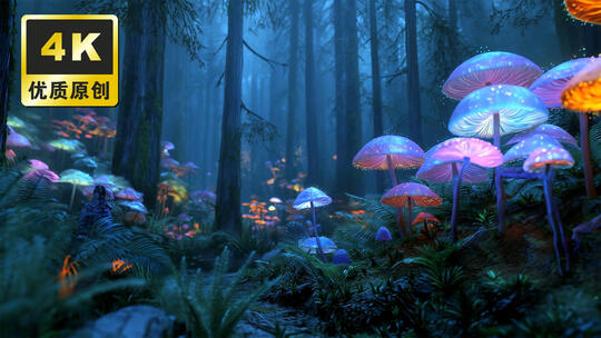 夜晚童话梦幻森林奇境魔幻童话森林城堡森林