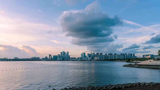 天空建筑海边延时视频