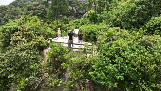 航拍福建宁德福鼎太姥山海上仙山风光