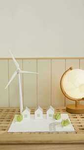 环保回收和风力发电的概念折纸