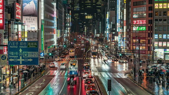东京日本延时夜景新宿的街道视频素材模板下载