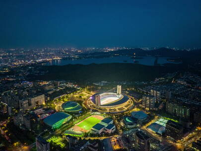 杭州黄龙体育馆夜景延时