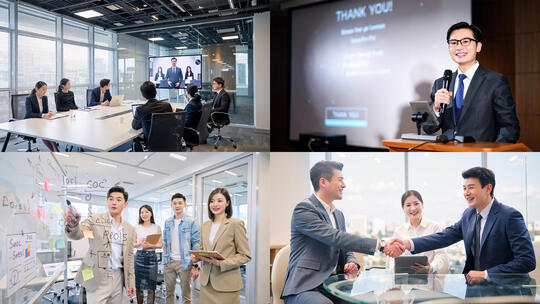 职场精英办公会议商务合作洽谈加班工作女性