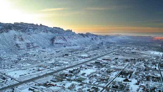 犹他州，山谷，地平线，雪地