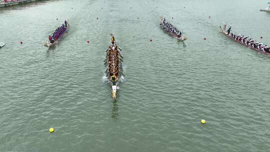 龙舟比赛空中俯瞰画面