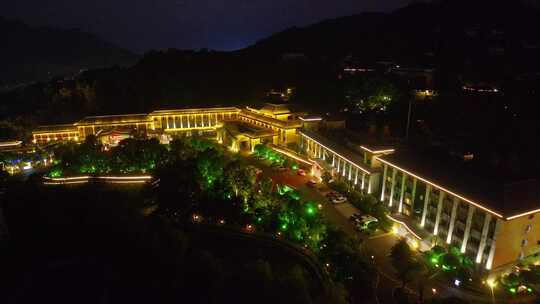 新中式合院别墅景观夜景