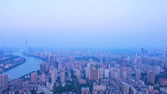 360度环绕航拍广州城市中心建筑群全景风光
