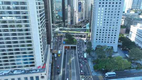 香港街道交通车流航拍夏悫道路马路车辆行驶