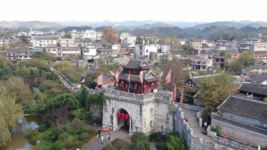 航拍贵州青岩古镇5A景区