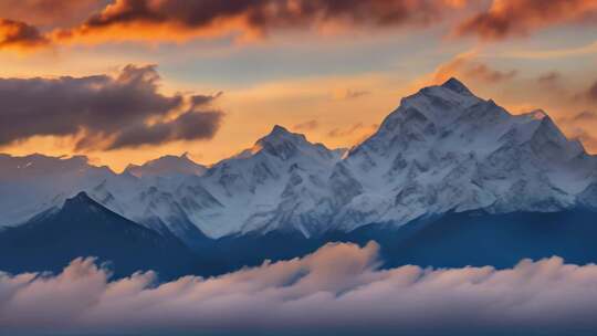 群山落日夕阳美景