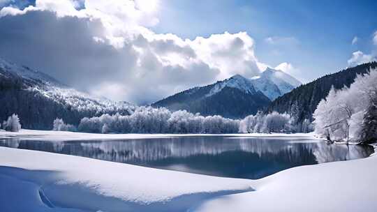 雪山  湖泊