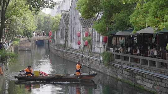 苏州/西塘旅游江南水乡古镇/ 游船视频素材模板下载