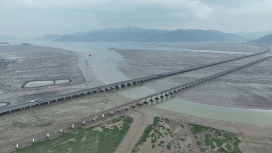 跨海大桥航拍宁德滨海特大桥沈海复线高速路