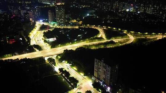 4K重庆北碚高速互通夜景车流航拍延时