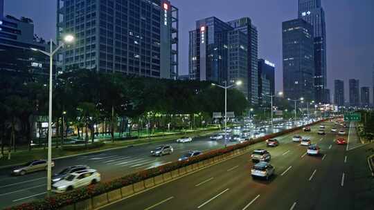 【正版素材】公路车流大城市入夜