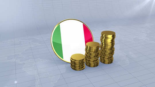 意大利国旗与普通金币塔视频素材模板下载
