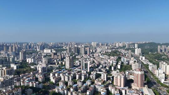 航拍四川自贡大景自贡城市建设