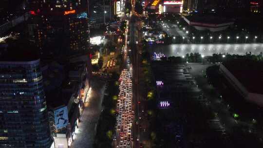 广州天河区交通夜景车流天河路