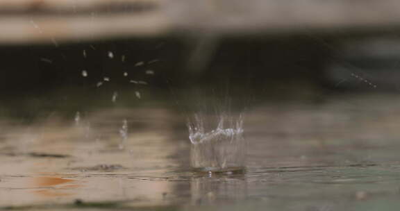 雨水滴落砖地水花特写04【10bit套组】