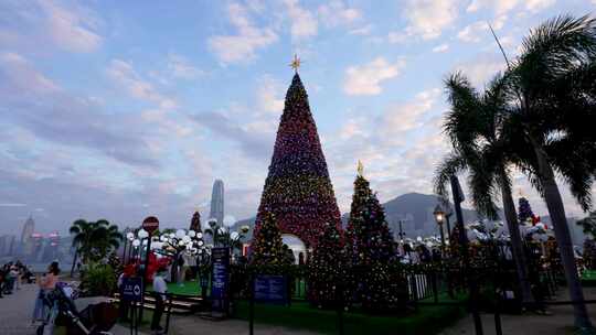 4K香港冬日旅游节西九龙圣诞小镇圣诞节