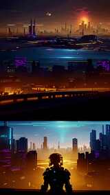 竖屏赛博朋克未来科幻科技城市高清在线视频素材下载