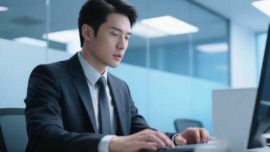 商务男士办公室办公场景