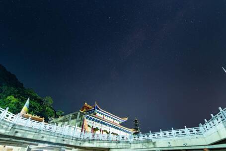 城市夜景银河星空延时