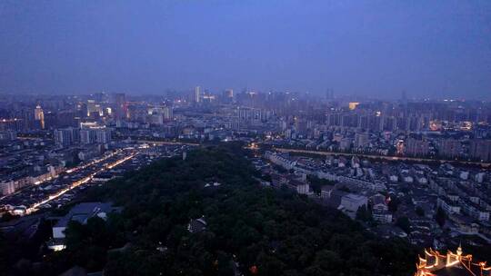 杭州吴山城隍阁景区夜景4K航拍视频素材