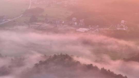 美丽乡村云海日出田园生活