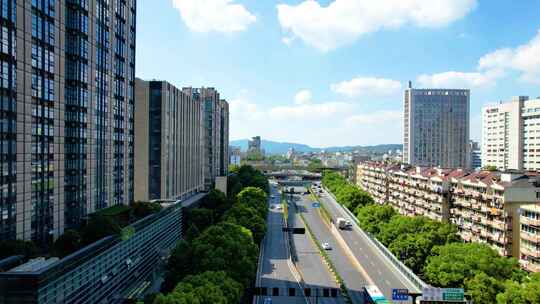 杭州定安路遥望西湖景区风景视频素材