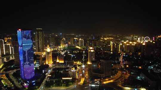 天津城市夜景灯光航拍视频素材模板下载