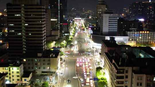 城市夜景交通车辆行驶航拍