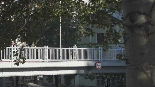 午后天桥上的行人