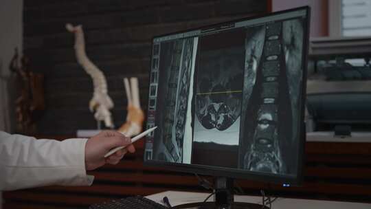 医生向病人讲解X光片视频素材模板下载