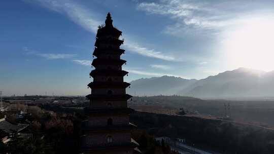 山西普救寺莺莺塔航拍