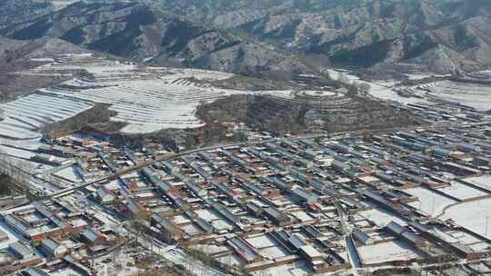 4K航拍北方雪景农村