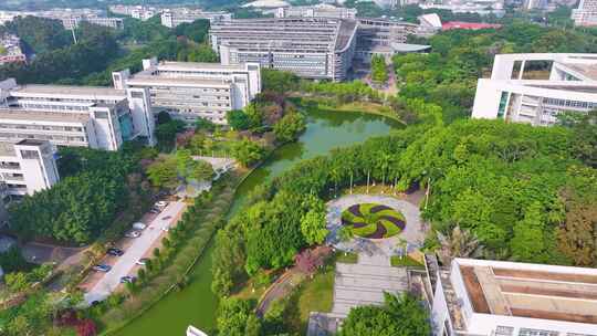 华南师范大学广州校区航拍大学城校园风景风