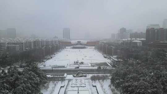 武汉辛亥革命博物馆雪景航拍