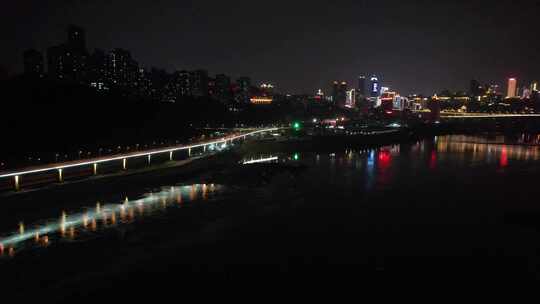 重庆夜景城市交通建筑航拍