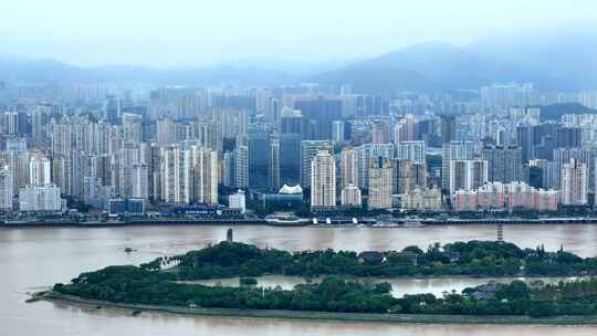 烟雨温州城市风景 浙江温州城市水墨画