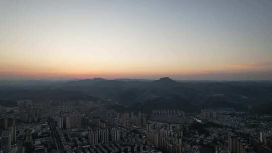 贵州凯里城市日落晚霞夕阳航拍