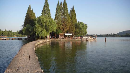 浙江嘉兴柯岩风景区古纤道风景视频