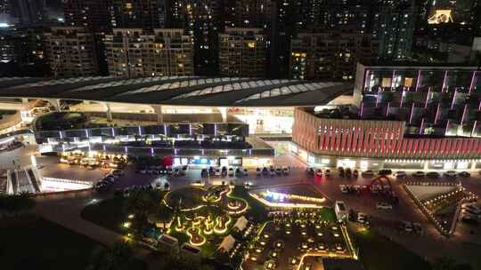 珠海南屏华发商都航拍城市广场购物中心夜景