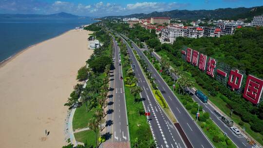 厦门航拍环岛路海边风景